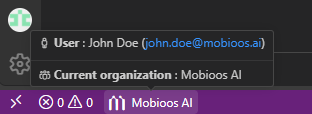 Selected organization and user